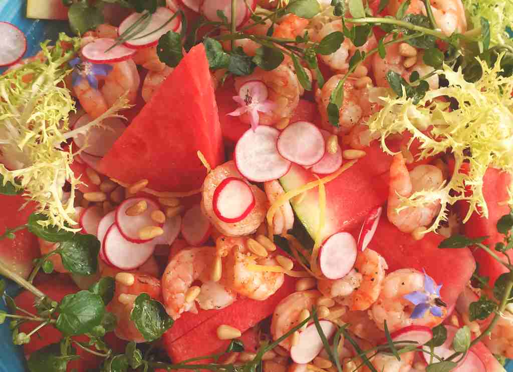 fürs Büfett und buffet Garnele mit Wassermelone - ungewohnt und lecker