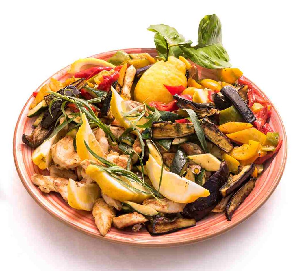 Zitronenhuhn auf Auberginen Buffet Catering Event in Koeln Geburtstag Hochzeit Taufe Kommunion Trauerfeier